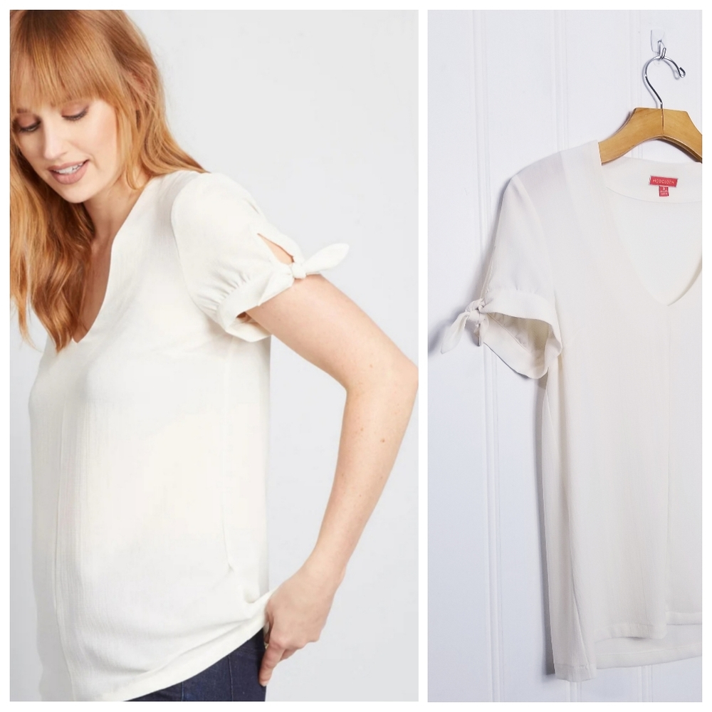 ModCloth Ivory Crepe Blouse S Sheer Boho Cottagecore Romantic Prairie Top